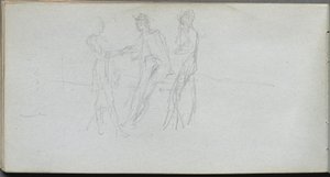 Cuaderno de bocetos, página 42: Tres figuras de Ernest Meissonier