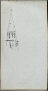 Cuaderno de bocetos, página 44: Aguja de iglesia de Jean Louis Ernest Meissonier