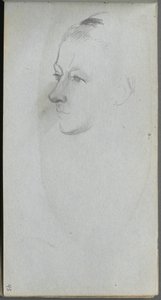 Cuaderno de bocetos, página 45: Rostro de mujer, vista 3/4 de Ernest Meissonier