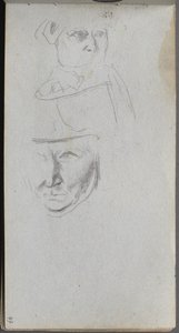 Cuaderno de bocetos, página 47: Estudios de tres caras de Jean Louis Ernest Meissonier