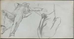 Cuaderno de bocetos, página 58: Figura reclinada y figura desde atrás de Jean Louis Ernest Meissonier