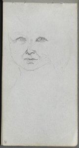 Cuaderno de bocetos, página 59: Estudio de un rostro de Jean Louis Ernest Meissonier
