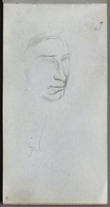 Cuaderno de bocetos, página 61: Rostro, 3/4 vista de perfil
