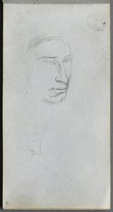 Cuaderno de bocetos, página 61: Cara, perfil de 34 vistas