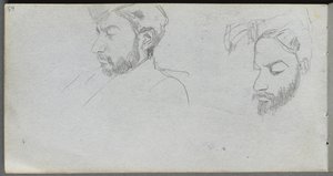Sketchbook, page 65: Study of Faces in Profile de Ernest Meissonier