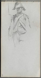 Cuaderno de bocetos, página 67: Estudio de un Soldado de Jean Louis Ernest Meissonier