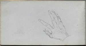 Cuaderno de bocetos, página 68: Estudio de una mano