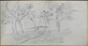 Cuaderno de bocetos, página 74: Estudio de paisaje de Jean Louis Ernest Meissonier