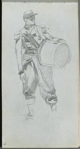 Cuaderno de bocetos, página 79: Soldado con tambor de Jean Louis Ernest Meissonier