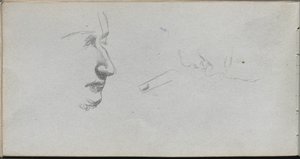 Cuaderno de bocetos, página 80: Estudio de caras de Jean Louis Ernest Meissonier