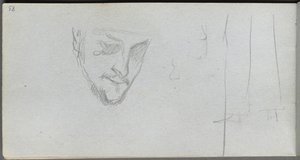 Cuaderno de Bocetos, página 83: Estudio de una Cara, Piernas de Jean Louis Ernest Meissonier