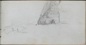 Cuaderno de bocetos, página 84: Estudio de figura, Estudio de un barco