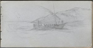 Cuaderno de bocetos, página 88: Paisaje marino y figura de Jean Louis Ernest Meissonier