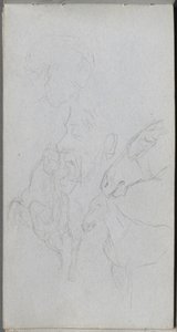 Cuaderno de bocetos, página 90: Estudio de caballos, perfiles