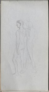 Cuaderno de bocetos, página 92: Dos desnudos de Ernest Meissonier
