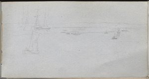 Cuaderno de bocetos, página 94: Paisaje marino de Jean Louis Ernest Meissonier
