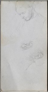 Sketchbook, page 96: Study of a Face, ears de Ernest Meissonier