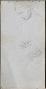 Cuaderno de bocetos, página 96: Estudio de una cara, orejas de Jean Louis Ernest Meissonier
