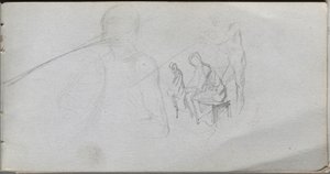 Cuaderno de bocetos, página 98: Estudio de figuras de Ernest Meissonier