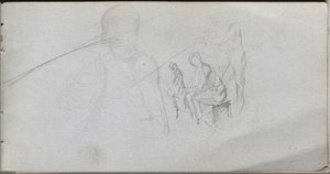 Cuaderno de bocetos, página 98: Estudio de figuras de Jean Louis Ernest Meissonier