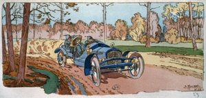 Georges Sizaire en un coche de fabricación propia, en la Coupe des voiturettes