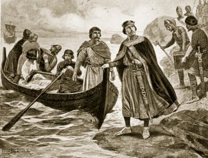 Ethelred el Indeciso embarcando hacia Normandía, 1013, ilustración de 