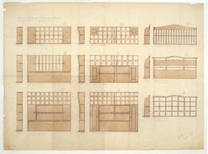 Diseños para Estantes de China, Aparadores y Cómodas en Roble Inglés, 1906 de Ernest William Gimson