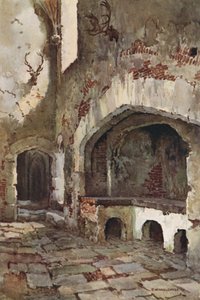 Un rincón de la cocina de Wolsey (litografía en color) de Ernest William Haslehust