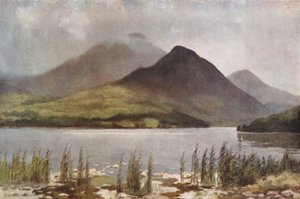 Lago Bassenthwaite y Skiddaw (litografía en color) de Ernest William Haslehust