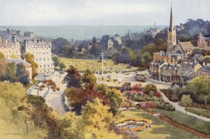 Bounemouth: La plaza y el jardín de Mont Dore (litografía en color) de Ernest William Haslehust