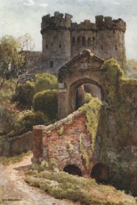 Castillo de Carisbrooke (litografía en color) de Ernest William Haslehust