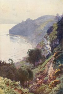 Durlston Bay, Swanage (litografía en color) de Ernest William Haslehust