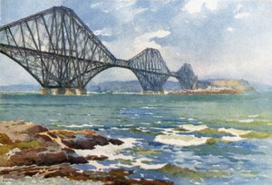 Puente de Forth y costa de Fife (litografía en color) de Ernest William Haslehust