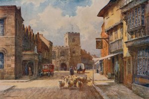 High Street, Stratford-on-Avon (litografía en color) de Ernest William Haslehust