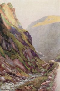Amanecer en el paso de Honister (litografía en color) de Ernest William Haslehust