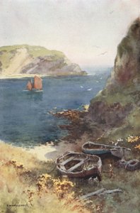 Lulworth Cove (litografía en color) de Ernest William Haslehust