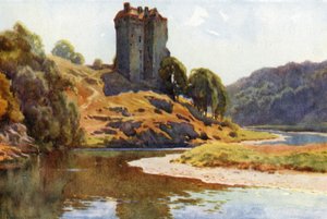 Castillo de Neidpath (litografía en color)