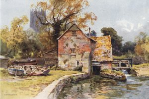 Place Mill, Christchurch (litografía en color) de Ernest William Haslehust