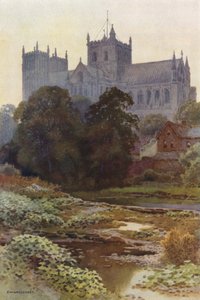 Ripon Minster desde el río (litografía en color) de Ernest William Haslehust