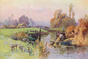 Río Támesis: Backwater to the Wey (litografía en color) de Ernest William Haslehust