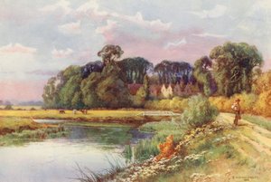 Río Támesis: Kelmscott (litografía en color) de Ernest William Haslehust