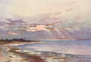 Río Támesis: Mirando hacia el sur hasta el Nore (litografía en color) de Ernest William Haslehust