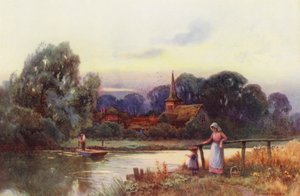 Río Támesis: Moulsford Ferry (litografía en color) de Ernest William Haslehust