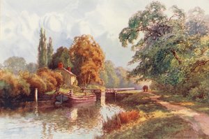 Río Támesis: Sonning Lock (litografía en color)