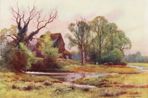 Río Támesis: Molino de Upper Somerford (litografía en color) de Ernest William Haslehust