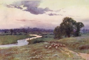 Río Támesis: Vista desde Eisey Hill (litografía en color) de Ernest William Haslehust
