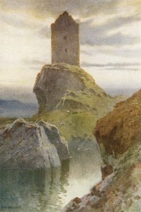 Torre de Smailholm (litografía en color) de Ernest William Haslehust