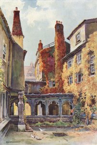 Los claustros de los canónigos (litografía en color) de Ernest William Haslehust