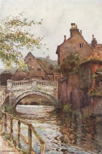El puente de la ciudad (litografía en color) de Ernest William Haslehust