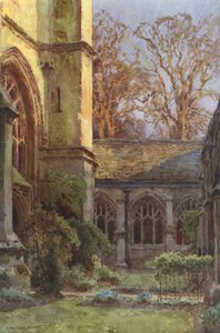 The Cloisters, Winchester College (litografía en color)